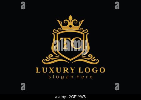 TC Letter Royal Luxury Logo template in vector art for Restaurant, Royalty, Boutique, Cafe, Hotel, Heraldic, Jewelry, Fashion and other vector illustr Stock Vector