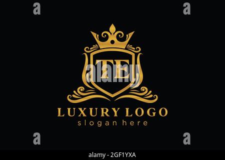 TE Letter Royal Luxury Logo template in vector art for Restaurant, Royalty, Boutique, Cafe, Hotel, Heraldic, Jewelry, Fashion and other vector illustr Stock Vector