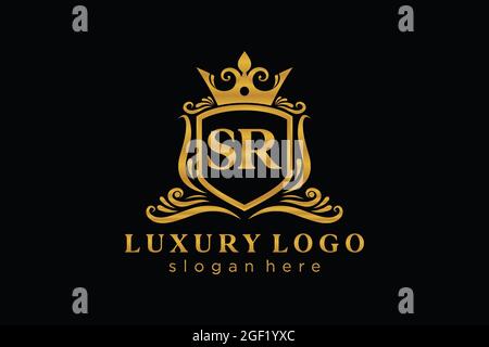 SR Letter Royal Luxury Logo template in vector art for Restaurant, Royalty, Boutique, Cafe, Hotel, Heraldic, Jewelry, Fashion and other vector illustr Stock Vector