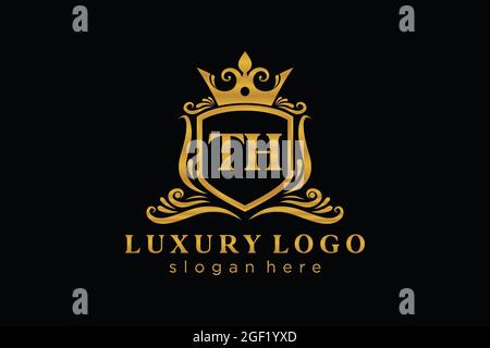 TH Letter Royal Luxury Logo template in vector art for Restaurant, Royalty, Boutique, Cafe, Hotel, Heraldic, Jewelry, Fashion and other vector illustr Stock Vector