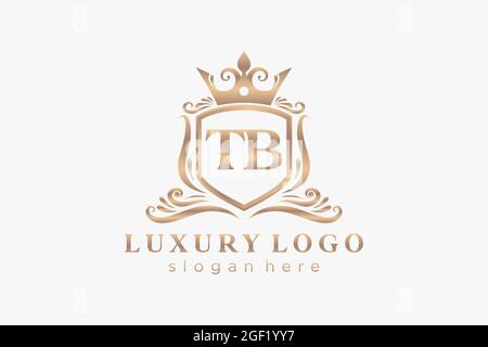 TB Letter Royal Luxury Logo template in vector art for Restaurant, Royalty, Boutique, Cafe, Hotel, Heraldic, Jewelry, Fashion and other vector illustr Stock Vector