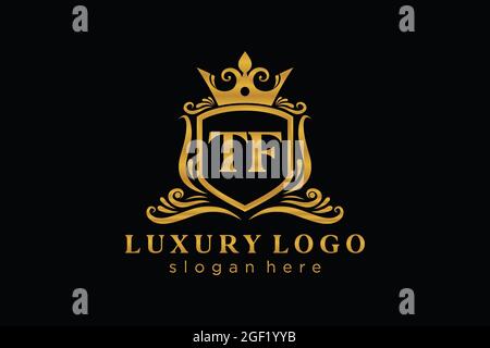 TF Letter Royal Luxury Logo template in vector art for Restaurant, Royalty, Boutique, Cafe, Hotel, Heraldic, Jewelry, Fashion and other vector illustr Stock Vector