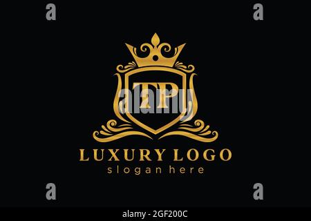 TP Letter Royal Luxury Logo template in vector art for Restaurant, Royalty, Boutique, Cafe, Hotel, Heraldic, Jewelry, Fashion and other vector illustr Stock Vector