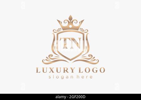 TN Letter Royal Luxury Logo template in vector art for Restaurant, Royalty, Boutique, Cafe, Hotel, Heraldic, Jewelry, Fashion and other vector illustr Stock Vector