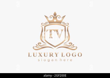 TV Letter Royal Luxury Logo template in vector art for Restaurant, Royalty, Boutique, Cafe, Hotel, Heraldic, Jewelry, Fashion and other vector illustr Stock Vector