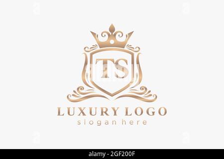 TS Letter Royal Luxury Logo template in vector art for Restaurant, Royalty, Boutique, Cafe, Hotel, Heraldic, Jewelry, Fashion and other vector illustr Stock Vector