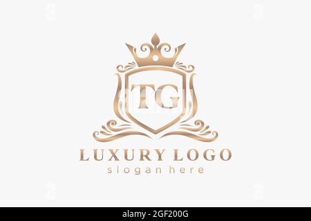 TGAA Letter Royal Luxury Logo template in vector art for Restaurant, Royalty, Boutique, Cafe, Hotel, Heraldic, Jewelry, Fashion and other vector illus Stock Vector