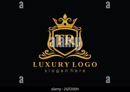 TR Letter Royal Luxury Logo template in vector art for Restaurant, Royalty, Boutique, Cafe, Hotel, Heraldic, Jewelry, Fashion and other vector illustr Stock Vector