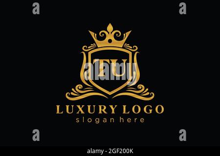 TU Letter Royal Luxury Logo template in vector art for Restaurant, Royalty, Boutique, Cafe, Hotel, Heraldic, Jewelry, Fashion and other vector illustr Stock Vector