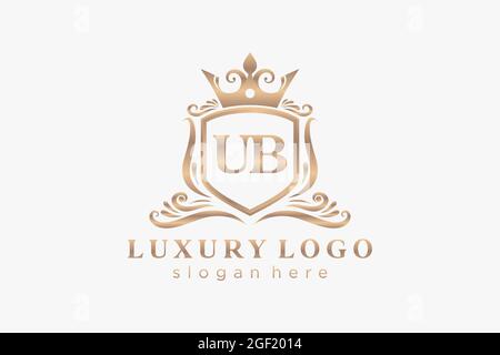 UB Letter Royal Luxury Logo template in vector art for Restaurant, Royalty, Boutique, Cafe, Hotel, Heraldic, Jewelry, Fashion and other vector illustr Stock Vector