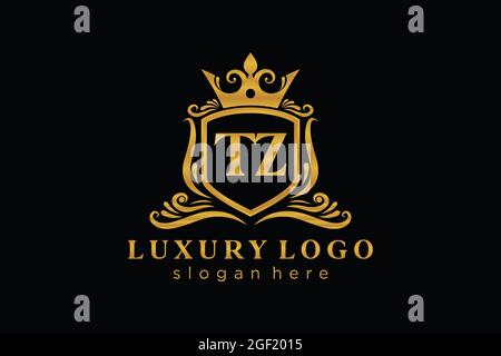 TZ Letter Royal Luxury Logo template in vector art for Restaurant, Royalty, Boutique, Cafe, Hotel, Heraldic, Jewelry, Fashion and other vector illustr Stock Vector