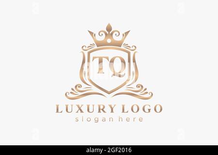TQ Letter Royal Luxury Logo template in vector art for Restaurant, Royalty, Boutique, Cafe, Hotel, Heraldic, Jewelry, Fashion and other vector illustr Stock Vector