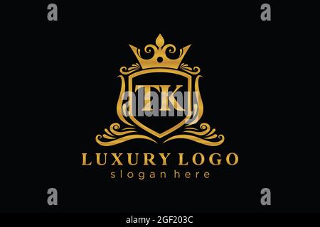TK Letter Royal Luxury Logo template in vector art for Restaurant, Royalty, Boutique, Cafe, Hotel, Heraldic, Jewelry, Fashion and other vector illustr Stock Vector