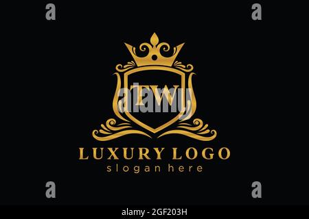 TW Letter Royal Luxury Logo template in vector art for Restaurant, Royalty, Boutique, Cafe, Hotel, Heraldic, Jewelry, Fashion and other vector illustr Stock Vector