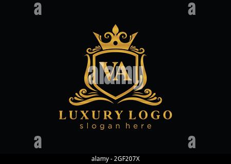 VA Letter Royal Luxury Logo template in vector art for Restaurant, Royalty, Boutique, Cafe, Hotel, Heraldic, Jewelry, Fashion and other vector illustr Stock Vector