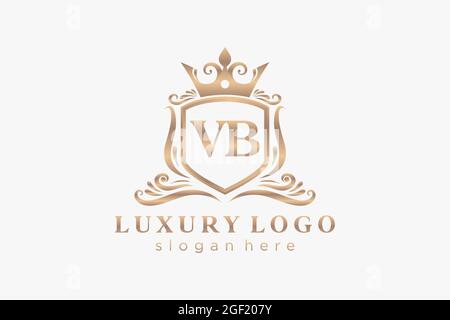 VB Letter Royal Luxury Logo template in vector art for Restaurant, Royalty, Boutique, Cafe, Hotel, Heraldic, Jewelry, Fashion and other vector illustr Stock Vector