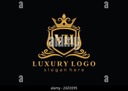 VH Letter Royal Luxury Logo template in vector art for Restaurant, Royalty, Boutique, Cafe, Hotel, Heraldic, Jewelry, Fashion and other vector illustr Stock Vector