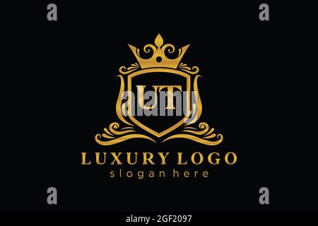 UT Letter Royal Luxury Logo template in vector art for Restaurant, Royalty, Boutique, Cafe, Hotel, Heraldic, Jewelry, Fashion and other vector illustr Stock Vector