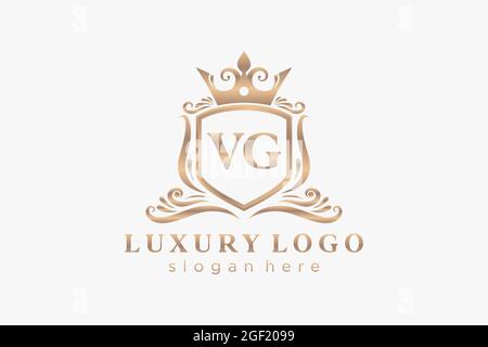 VG Letter Royal Luxury Logo template in vector art for Restaurant, Royalty, Boutique, Cafe, Hotel, Heraldic, Jewelry, Fashion and other vector illustr Stock Vector