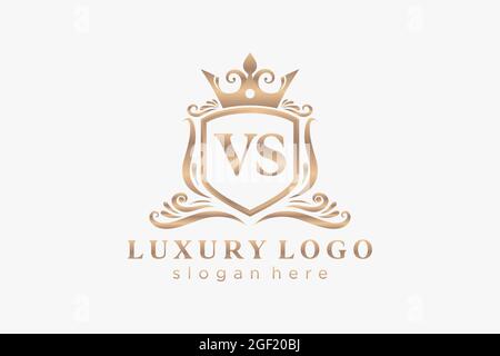 VS Letter Royal Luxury Logo template in vector art for Restaurant, Royalty, Boutique, Cafe, Hotel, Heraldic, Jewelry, Fashion and other vector illustr Stock Vector