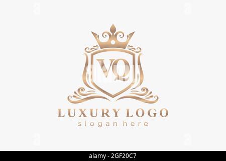 VQ Letter Royal Luxury Logo template in vector art for Restaurant, Royalty, Boutique, Cafe, Hotel, Heraldic, Jewelry, Fashion and other vector illustr Stock Vector