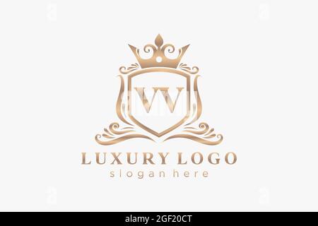 VV Letter Royal Luxury Logo template in vector art for Restaurant, Royalty, Boutique, Cafe, Hotel, Heraldic, Jewelry, Fashion and other vector illustr Stock Vector