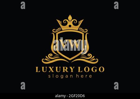 VW Letter Royal Luxury Logo template in vector art for Restaurant, Royalty, Boutique, Cafe, Hotel, Heraldic, Jewelry, Fashion and other vector illustr Stock Vector