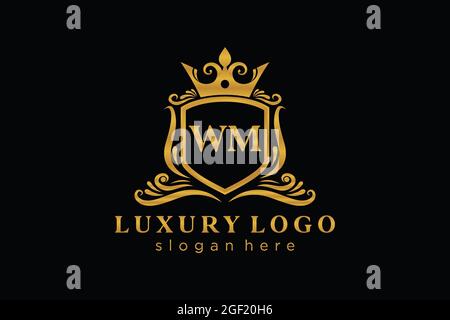WM Letter Royal Luxury Logo template in vector art for Restaurant, Royalty, Boutique, Cafe, Hotel, Heraldic, Jewelry, Fashion and other vector illustr Stock Vector