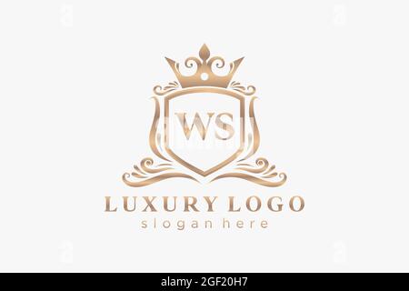 WS Letter Royal Luxury Logo template in vector art for Restaurant, Royalty, Boutique, Cafe, Hotel, Heraldic, Jewelry, Fashion and other vector illustr Stock Vector