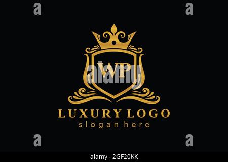 WP Letter Royal Luxury Logo template in vector art for Restaurant, Royalty, Boutique, Cafe, Hotel, Heraldic, Jewelry, Fashion and other vector illustr Stock Vector