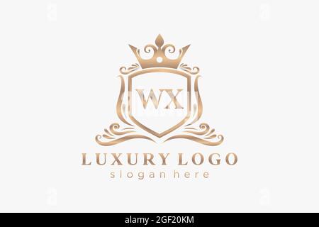 WX Letter Royal Luxury Logo template in vector art for Restaurant, Royalty, Boutique, Cafe, Hotel, Heraldic, Jewelry, Fashion and other vector illustr Stock Vector