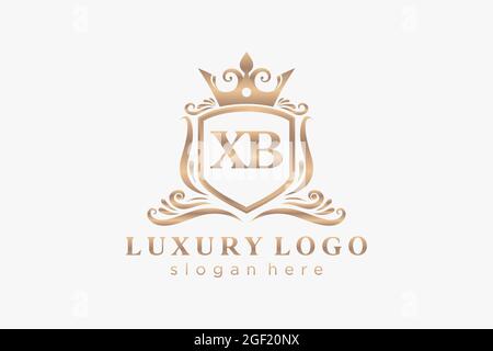 XB Letter Royal Luxury Logo template in vector art for Restaurant, Royalty, Boutique, Cafe, Hotel, Heraldic, Jewelry, Fashion and other vector illustr Stock Vector