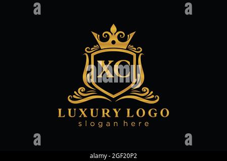 XC Letter Royal Luxury Logo template in vector art for Restaurant, Royalty, Boutique, Cafe, Hotel, Heraldic, Jewelry, Fashion and other vector illustr Stock Vector