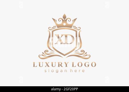 XD Letter Royal Luxury Logo template in vector art for Restaurant, Royalty, Boutique, Cafe, Hotel, Heraldic, Jewelry, Fashion and other vector illustr Stock Vector