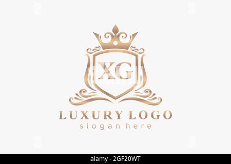 XG Letter Royal Luxury Logo template in vector art for Restaurant, Royalty, Boutique, Cafe, Hotel, Heraldic, Jewelry, Fashion and other vector illustr Stock Vector