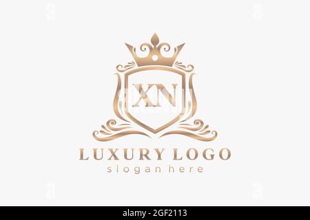 XN Letter Royal Luxury Logo template in vector art for Restaurant, Royalty, Boutique, Cafe, Hotel, Heraldic, Jewelry, Fashion and other vector illustr Stock Vector