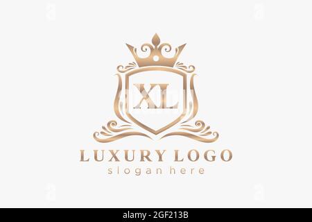 XL Letter Royal Luxury Logo template in vector art for Restaurant, Royalty, Boutique, Cafe, Hotel, Heraldic, Jewelry, Fashion and other vector illustr Stock Vector