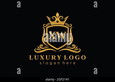 XW Letter Royal Luxury Logo template in vector art for Restaurant, Royalty, Boutique, Cafe, Hotel, Heraldic, Jewelry, Fashion and other vector illustr Stock Vector