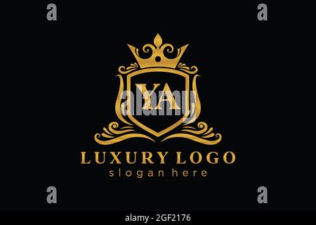 YA Letter Royal Luxury Logo template in vector art for Restaurant, Royalty, Boutique, Cafe, Hotel, Heraldic, Jewelry, Fashion and other vector illustr Stock Vector