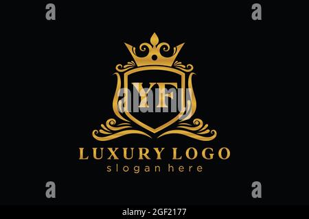 YF Letter Royal Luxury Logo template in vector art for Restaurant, Royalty, Boutique, Cafe, Hotel, Heraldic, Jewelry, Fashion and other vector illustr Stock Vector