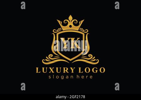 YK Letter Royal Luxury Logo template in vector art for Restaurant, Royalty, Boutique, Cafe, Hotel, Heraldic, Jewelry, Fashion and other vector illustr Stock Vector