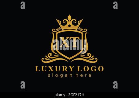 XT Letter Royal Luxury Logo template in vector art for Restaurant, Royalty, Boutique, Cafe, Hotel, Heraldic, Jewelry, Fashion and other vector illustr Stock Vector