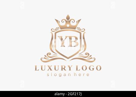 YB Letter Royal Luxury Logo template in vector art for Restaurant, Royalty, Boutique, Cafe, Hotel, Heraldic, Jewelry, Fashion and other vector illustr Stock Vector