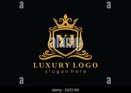 YJ Letter Royal Luxury Logo template in vector art for Restaurant, Royalty, Boutique, Cafe, Hotel, Heraldic, Jewelry, Fashion and other vector illustr Stock Vector
