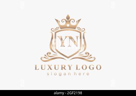 YN Letter Royal Luxury Logo template in vector art for Restaurant, Royalty, Boutique, Cafe, Hotel, Heraldic, Jewelry, Fashion and other vector illustr Stock Vector