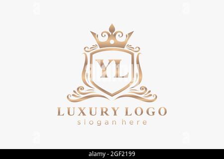 YL Letter Royal Luxury Logo template in vector art for Restaurant, Royalty, Boutique, Cafe, Hotel, Heraldic, Jewelry, Fashion and other vector illustr Stock Vector