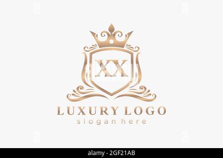 XX Letter Royal Luxury Logo template in vector art for Restaurant, Royalty, Boutique, Cafe, Hotel, Heraldic, Jewelry, Fashion and other vector illustr Stock Vector