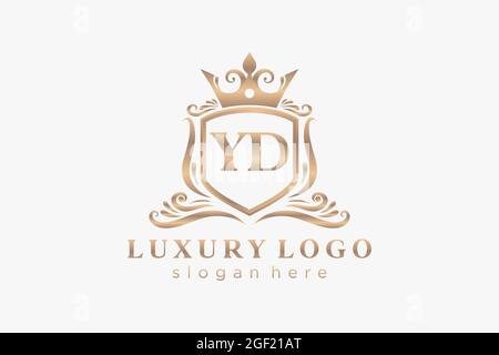 YD Letter Royal Luxury Logo template in vector art for Restaurant, Royalty, Boutique, Cafe, Hotel, Heraldic, Jewelry, Fashion and other vector illustr Stock Vector
