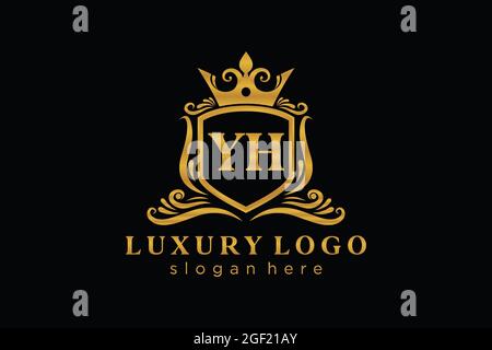 YH Letter Royal Luxury Logo template in vector art for Restaurant, Royalty, Boutique, Cafe, Hotel, Heraldic, Jewelry, Fashion and other vector illustr Stock Vector