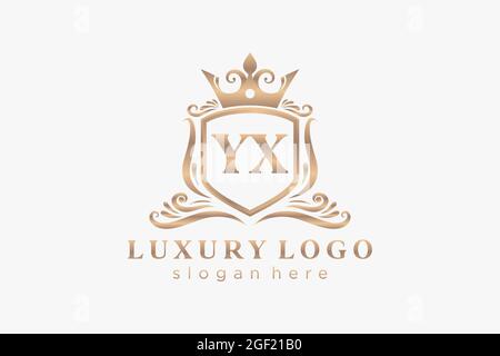 YX Letter Royal Luxury Logo template in vector art for Restaurant, Royalty, Boutique, Cafe, Hotel, Heraldic, Jewelry, Fashion and other vector illustr Stock Vector